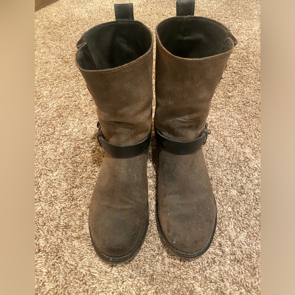 Rag and Bone brown suede with leather detail moto boot